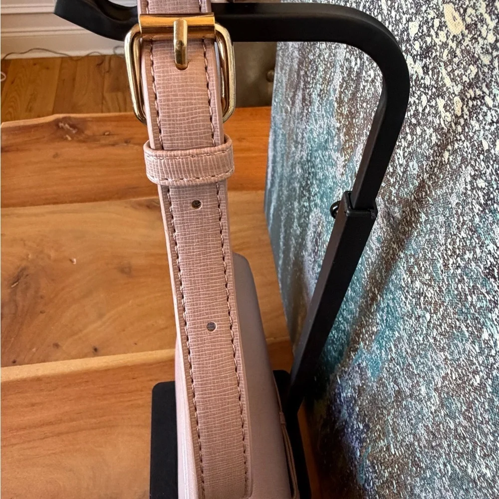 Badgley Mischka Glam Bow Crossbody‎ Clutch Vegan Leather Blush/Tan NWT